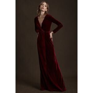 Anthropologie's Jenny Yoo Collection Burgundy Velvet Gown